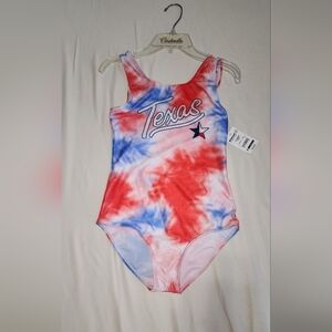 Red and Blue Tie-Dye Texas Swimsuit